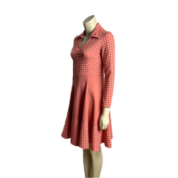 Vintage 1970s Pink Polka Dot Fit and Flare Dress - Size 8 - Picture 3 of 5